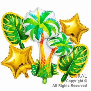 SET DE GLOBOS METALIZADO PALMERAS 5 UNIDADES
